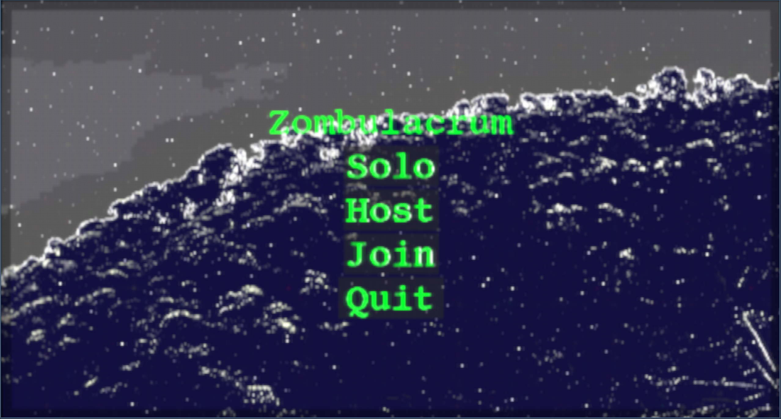 Screenshot of the main menu with buttons for Solo, Host, Join, and Quit.